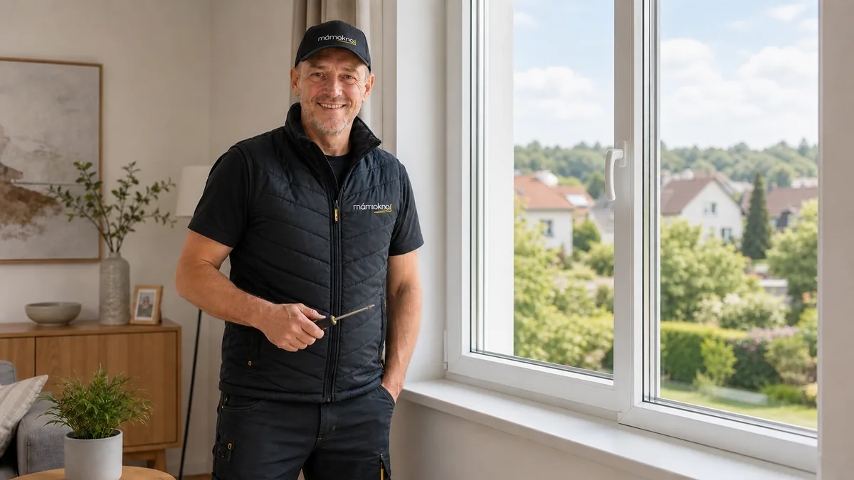 Servisní technik MamOkno opravuje okno ve městě Čelákovice